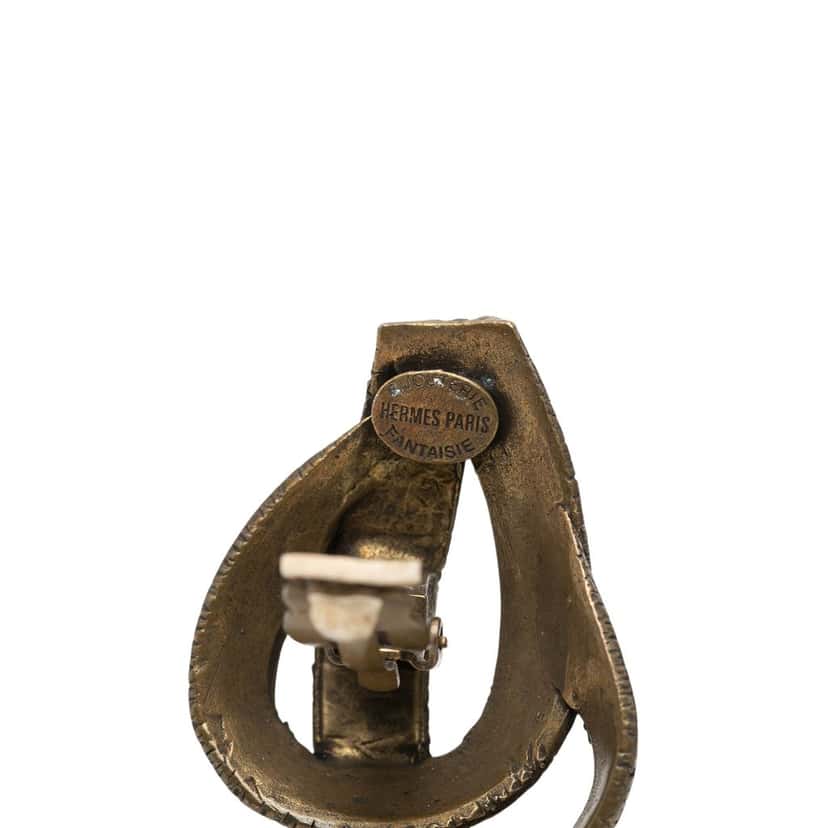 Hermès Gold Plated Bijouterie Fantaisie Ribbon Clip On Earrings Gold Metal Very good condition - Inside View