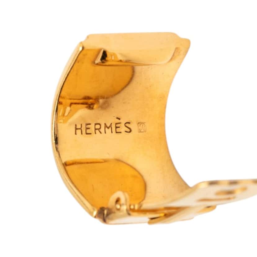 Hermès Enamel Rabbit Print Cloisonne Clip On Earrings Brown Very good condition - Inside View