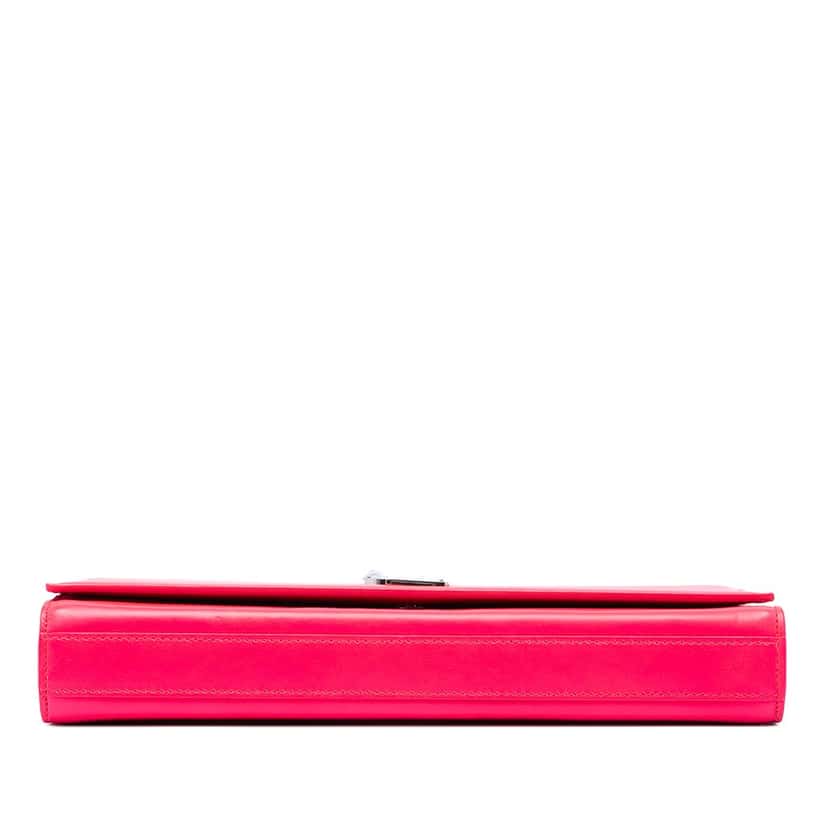 Saint Laurent Smooth Calfskin Monogram Cassandre Clutch Pink Leather Very good condition - Inside View