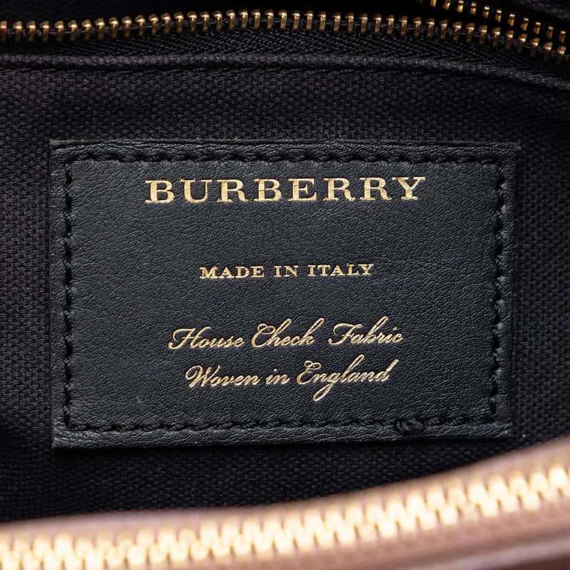 Burberry Medium Leather and House Check Banner Satchel Pink Leather Very good condition - Box View