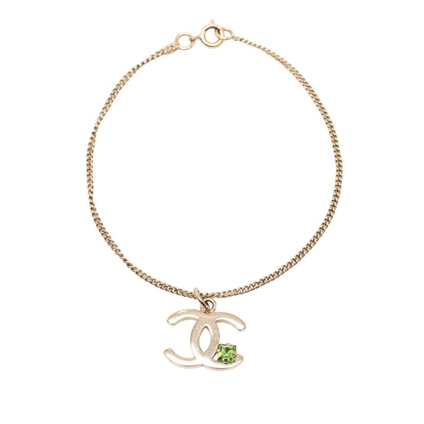 Chanel CC Gold Plated Crystal Bracelet Gold Metal Very good condition - Front View