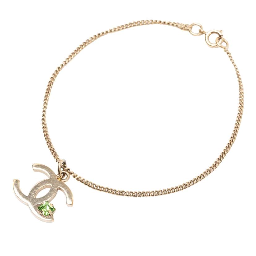 Chanel CC Gold Plated Crystal Bracelet Gold Metal Very good condition - Back View
