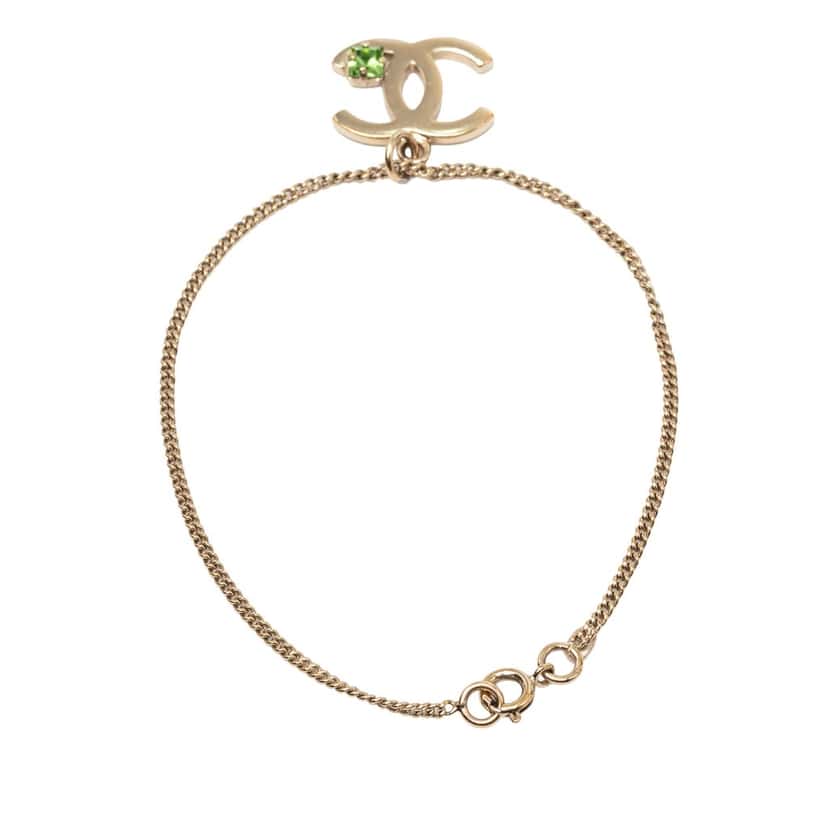 Chanel CC Gold Plated Crystal Bracelet Gold Metal Very good condition - Inside View