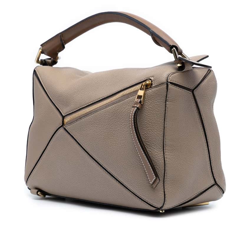 LOEWE Medium Calfskin Puzzle Satchel Brown Leather Very good condition - Back View