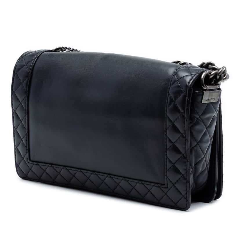 Chanel Medium Paris Dallas Enchained Boy Flap Black Leather Very good condition - Back View