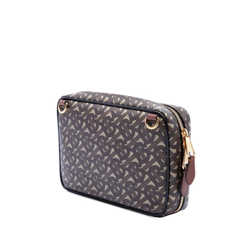 Burberry TB Monogram E-Canvas Camera Bag Brown Very good condition - Back View