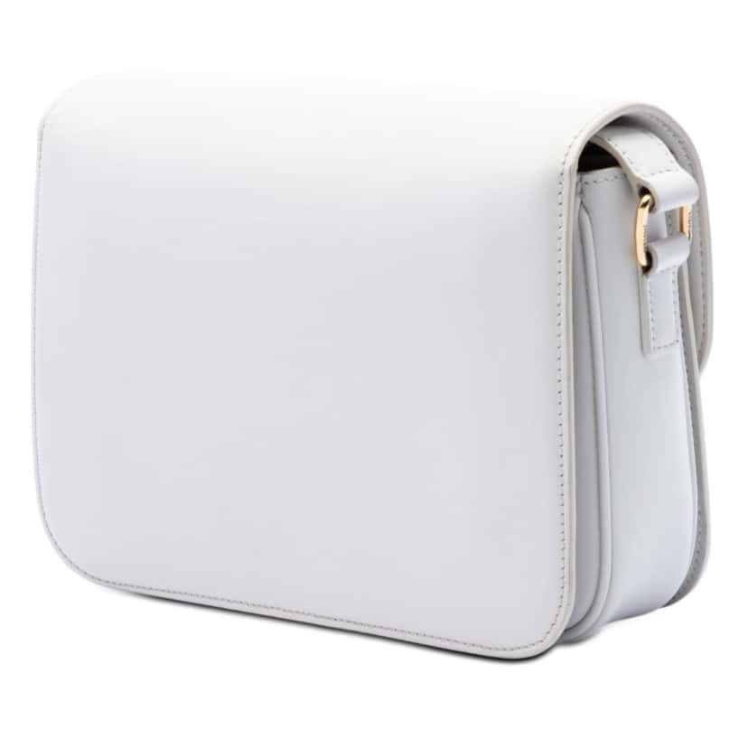 Celine Classique Shiny Calfskin Triomphe Crossbody White Leather Very good condition - Back View