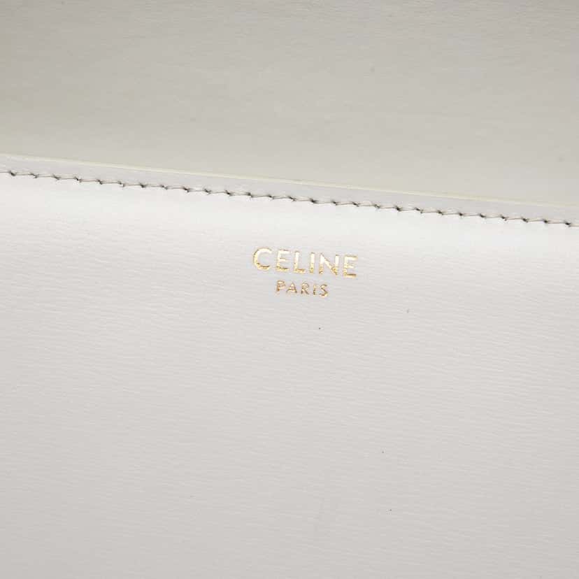 Celine Classique Shiny Calfskin Triomphe Crossbody White Leather Very good condition - Box View