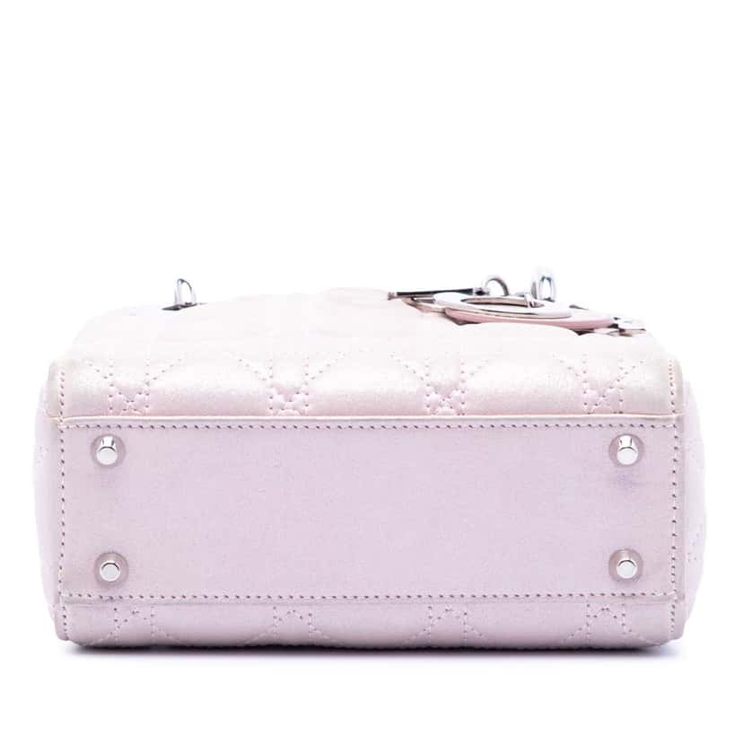 Dior Mini Iridescent Lambskin Cannage Lady Dior Pink Leather Very good condition - Inside View