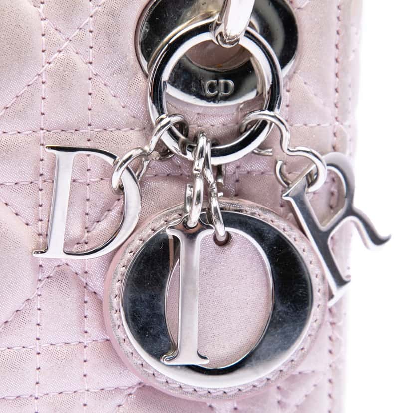 Dior Mini Iridescent Lambskin Cannage Lady Dior Pink Leather Very good condition - Box View