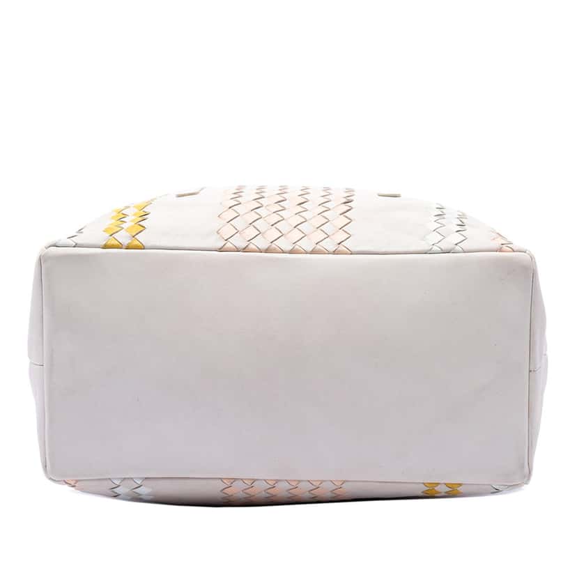 Bottega Veneta Intrecciato Trimmed Nappa Belted Tote White Leather Very good condition - Inside View