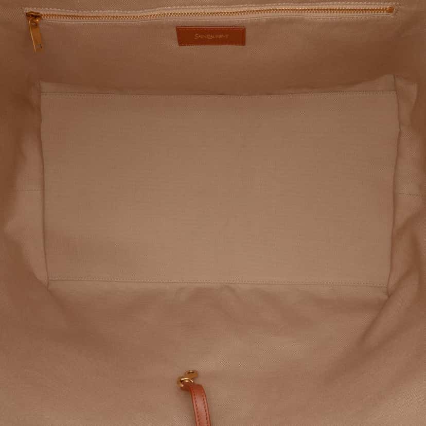 Saint Laurent Leather Trimmed Canvas Y Tote Brown Very good condition - Model View