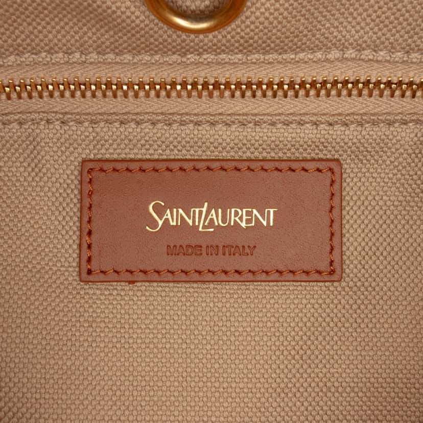 Saint Laurent Leather Trimmed Canvas Y Tote Brown Very good condition - Box View