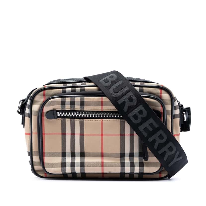 Burberry House Check Canvas Paddy Crossbody Beige Very good condition - Front View