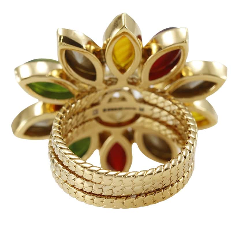 Gucci Gold Plated Strass Interlocking G Flower Ring Gold Metal Very good condition - Inside View