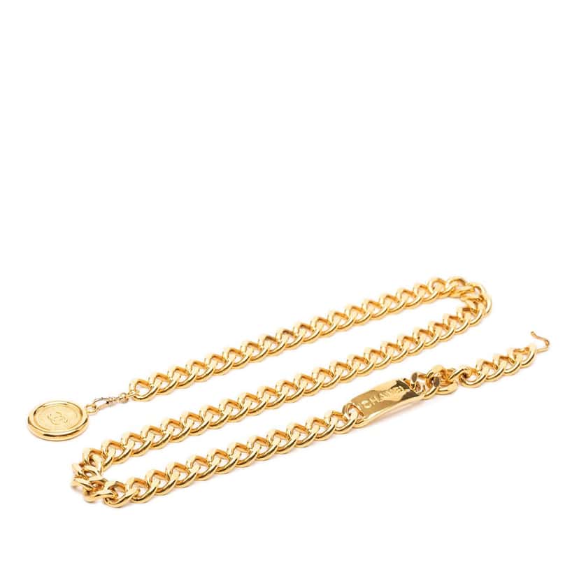Chanel Gold Plated CC Medallion Chain Link Belt Gold Metal Very good condition - Front View
