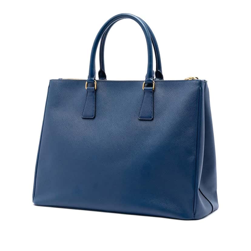 Prada Large Saffiano Lux Galleria Double Zip Tote Blue Leather Good condition - Back View