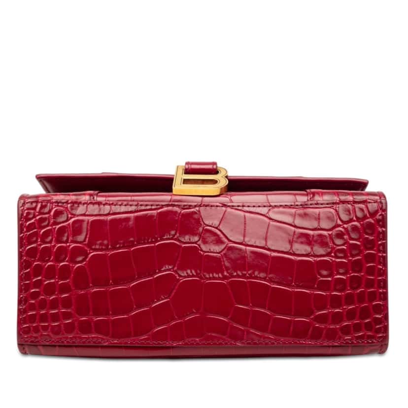 Balenciaga Small Croc Embossed Hourglass Top Handle Bag Red Leather Very good condition - Inside View