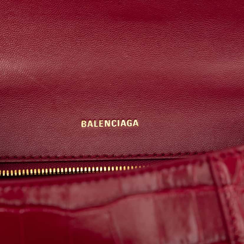 Balenciaga Small Croc Embossed Hourglass Top Handle Bag Red Leather Very good condition - Box View