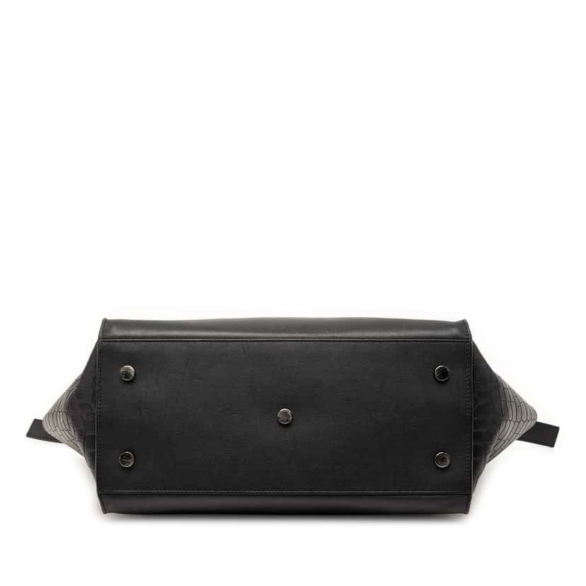 Saint Laurent Small Croc Embossed Trimmed Leather Downtown Cabas Satchel Black Leather Very good condition - Inside View