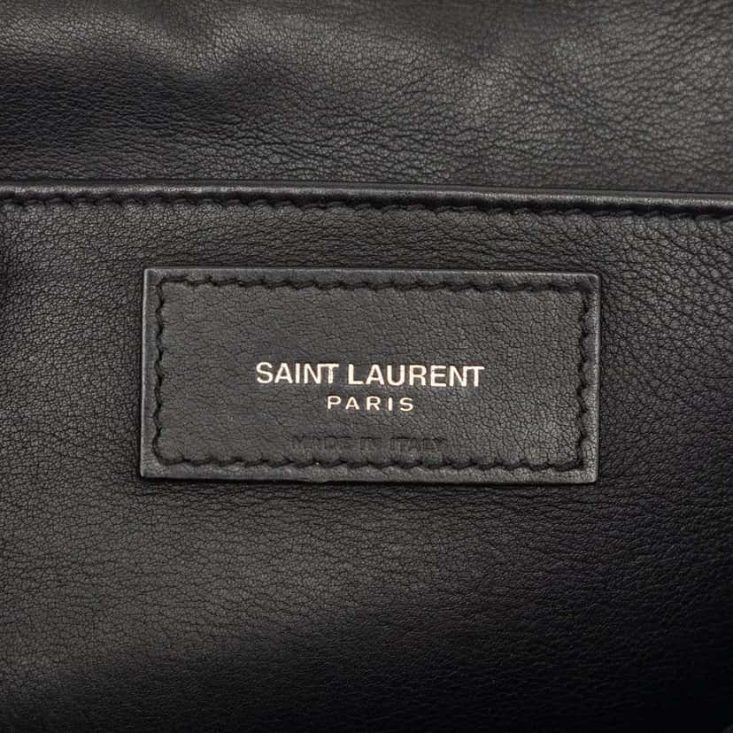 Saint Laurent Small Croc Embossed Trimmed Leather Downtown Cabas Satchel Black Leather Very good condition - Box View