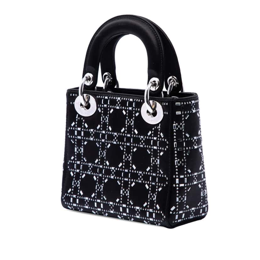 Dior Mini Velvet Cannage Strass Embellished Lady Dior Black Very good condition - Back View