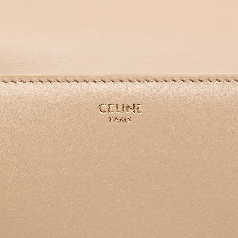 Celine Medium Calfskin Triomphe Frame Crossbody Beige Leather Very good condition - Box View