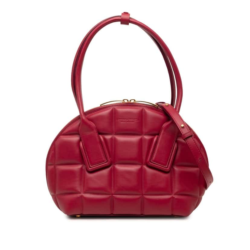 Bottega Veneta Small Leather Padded BV Swoop Bag Red Leather Very good condition - Front View