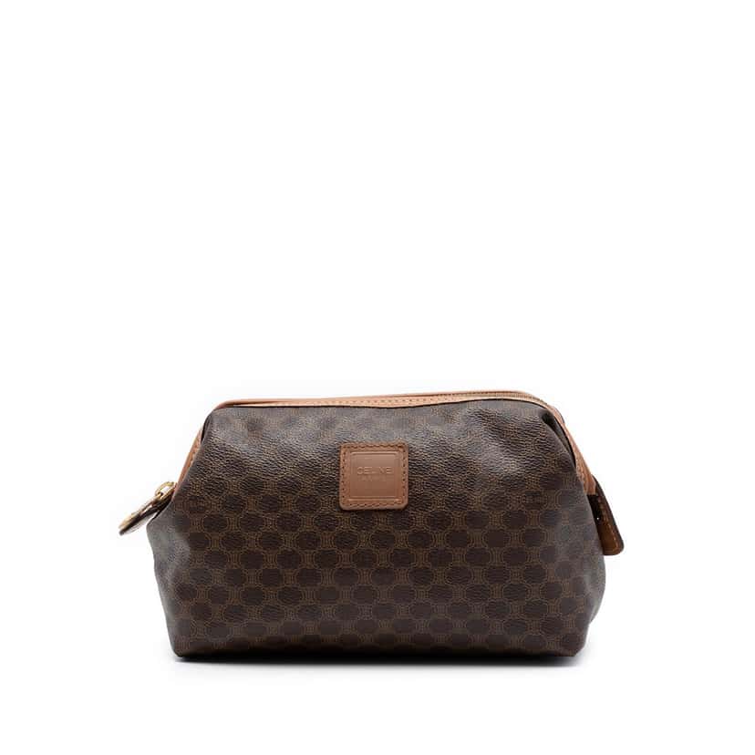 Celine Macadam Coated Canvas Clutch Brown Good condition - Front View