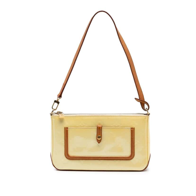 Louis Vuitton Monogram Vernis Mallory Square Yellow Leather Very good condition - Front View