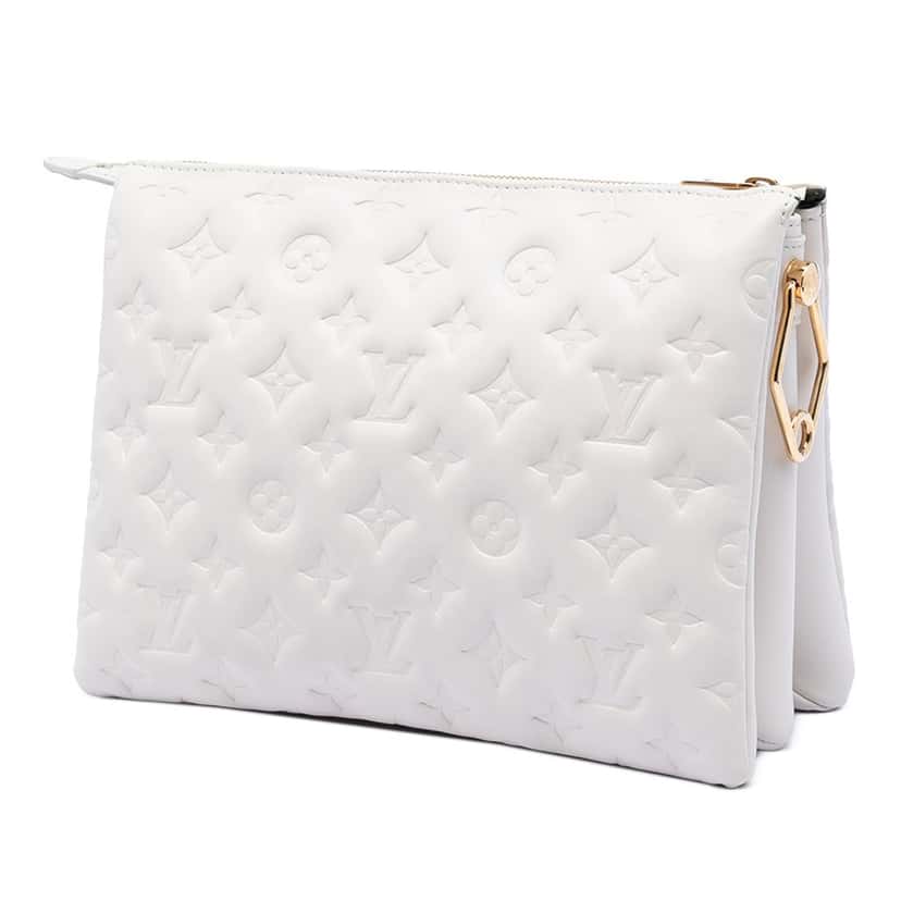 Louis Vuitton Monogram Embossed Puffy Lambskin Coussin PM White Leather Very good condition - Back View