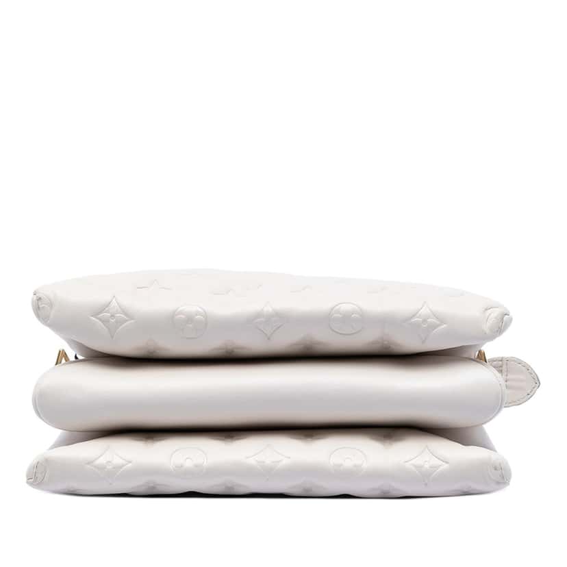 Louis Vuitton Monogram Embossed Puffy Lambskin Coussin PM White Leather Very good condition - Inside View