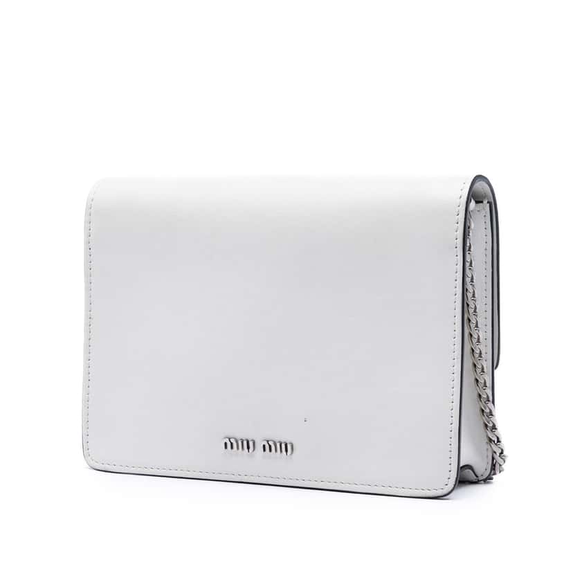Miu Miu Smooth Leather Star Crystal Embellished Crossbody White Leather Very good condition - Back View