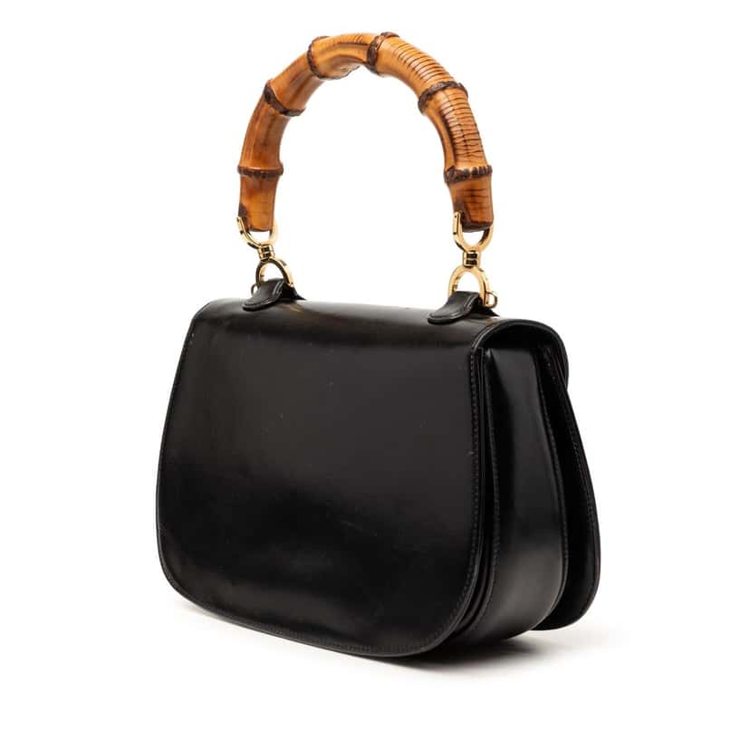 Gucci Calfskin Bamboo Night Black Leather Very good condition - Back View