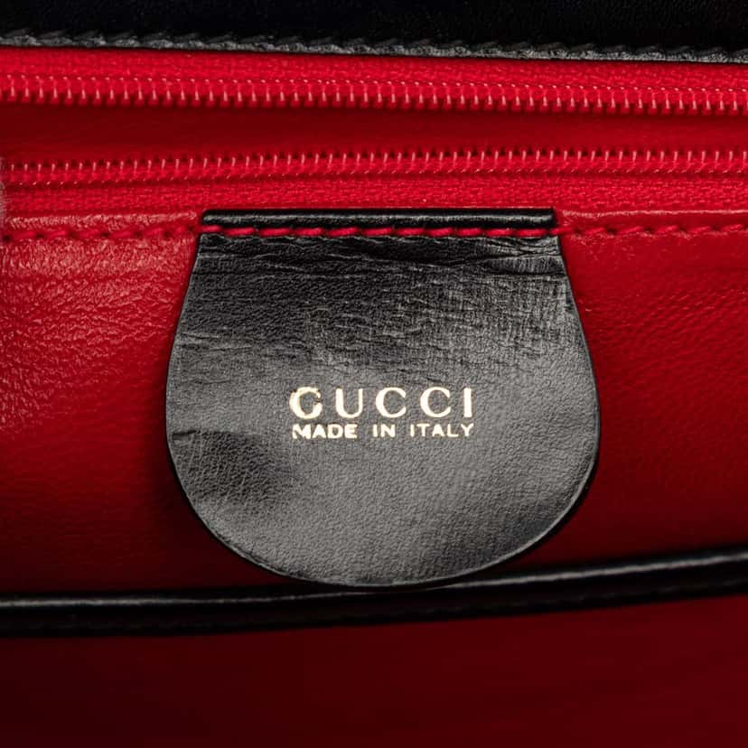 Gucci Calfskin Bamboo Night Black Leather Very good condition - Box View