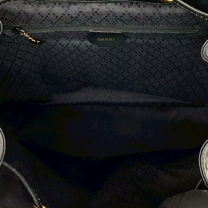 Gucci Calfskin Bamboo Drawstring Backpack Black Leather Very good condition - Box View