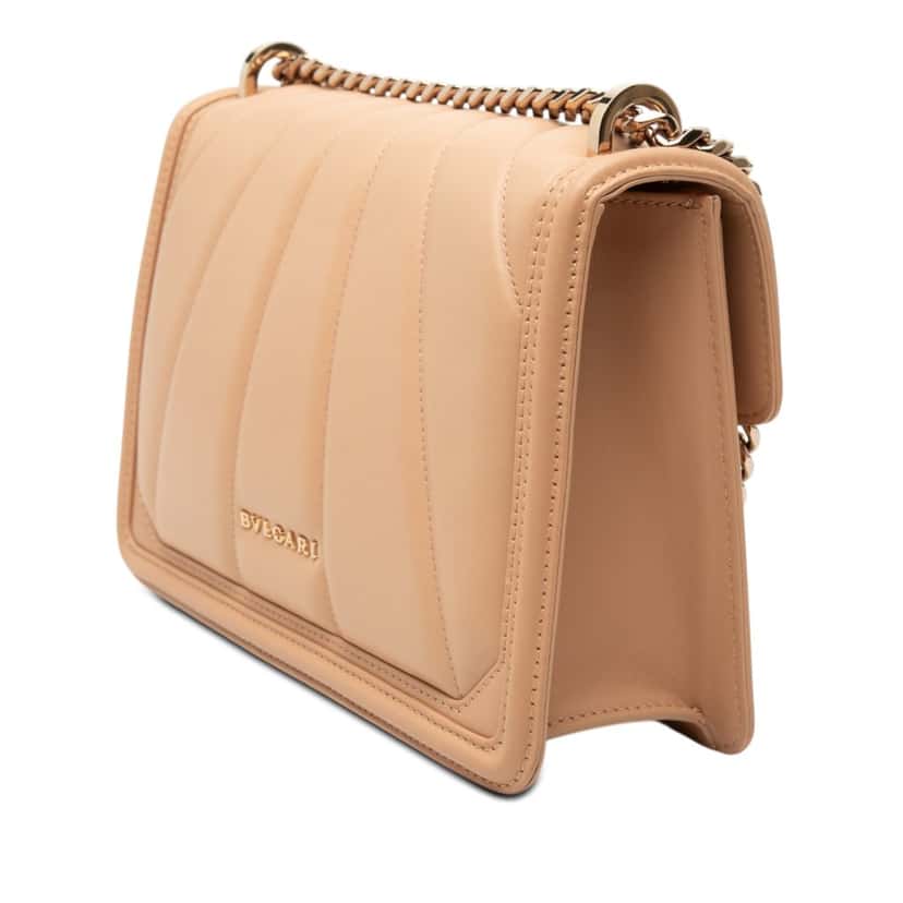 Bvlgari Quilted Smooth Calfskin Diamond Blast Serpenti Forever Crossbody Brown Leather Very good condition - Back View