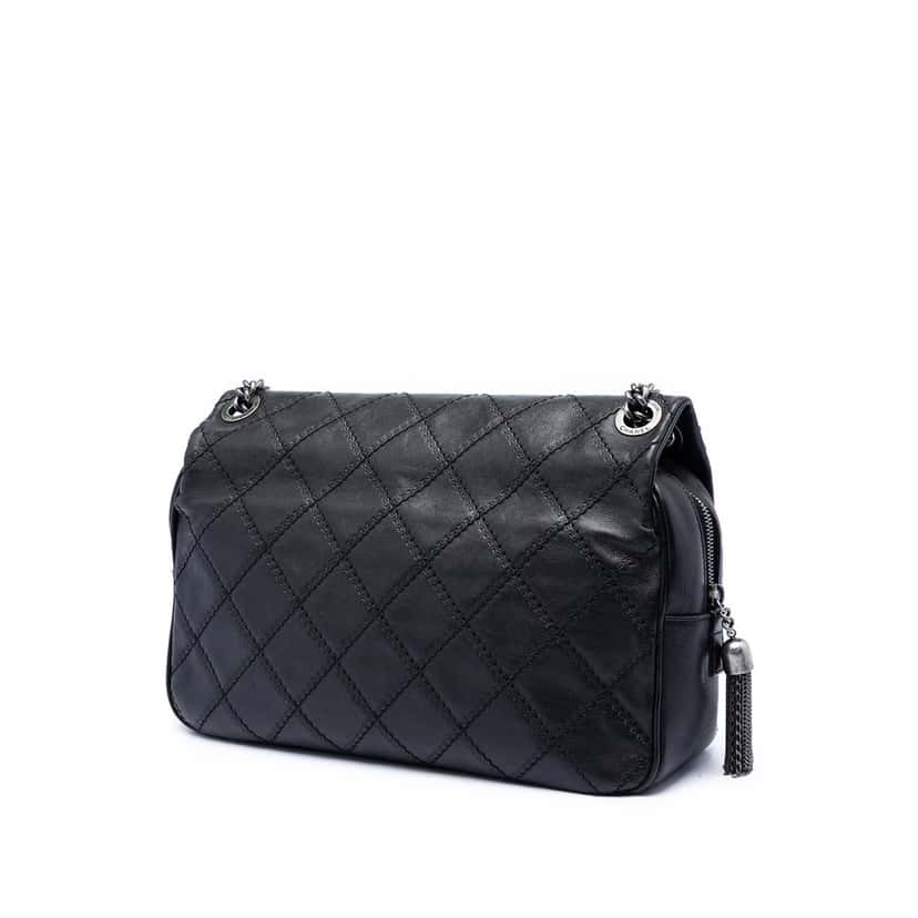 Chanel Paris Edinburgh Jumbo Quilted Calfskin Coco Sporran Flap Black Leather Very good condition - Back View