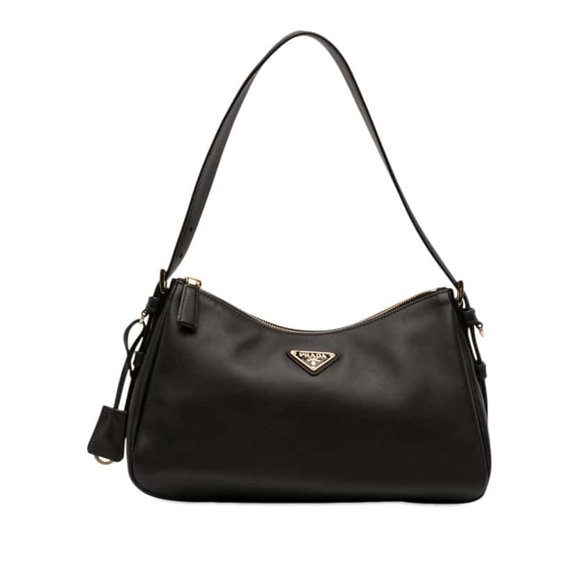 Prada Medium Leather Aimee Shoulder Bag Black Leather Very good condition - Front View