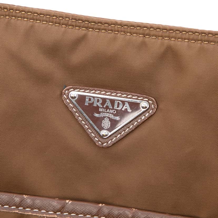 Prada Tessuto Pocket Tote Brown Very good condition - Box View