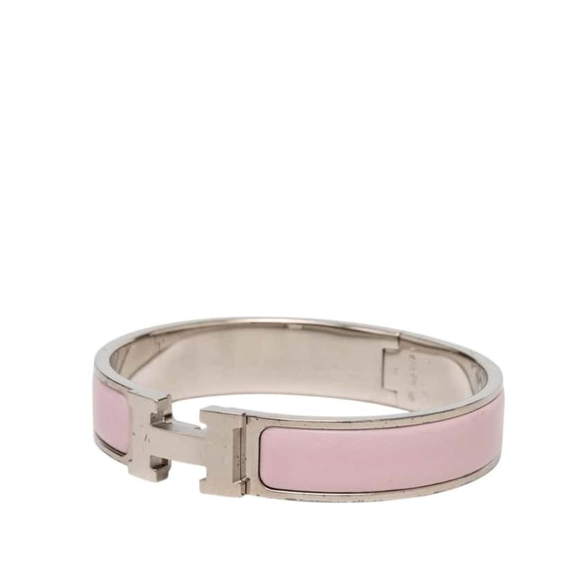 Hermès Narrow Enamel Clic H Bracelet PM Pink Very good condition - Back View
