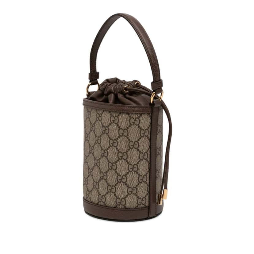 Gucci Mini GG Supreme Ophidia Bucket Bag Beige Very good condition - Back View
