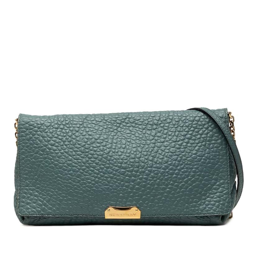 Burberry Medium Grained Calfskin Mildenhall Crossbody Blue Leather Very good condition - Front View