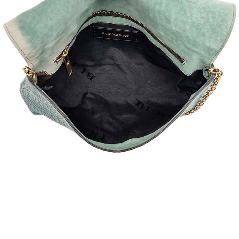 Burberry Medium Grained Calfskin Mildenhall Crossbody Blue Leather Very good condition - Model View