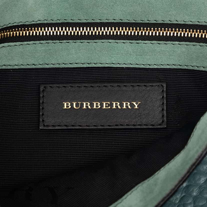 Burberry Medium Grained Calfskin Mildenhall Crossbody Blue Leather Very good condition - Box View