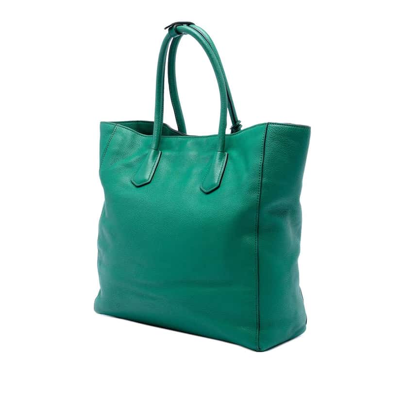 Prada Vitello Daino Open Convertible Tote Green Leather Very good condition - Back View