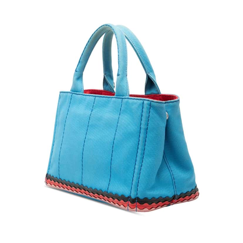 Prada Small Canvas Canapa Nautical Patch Satchel Blue Very good condition - Back View