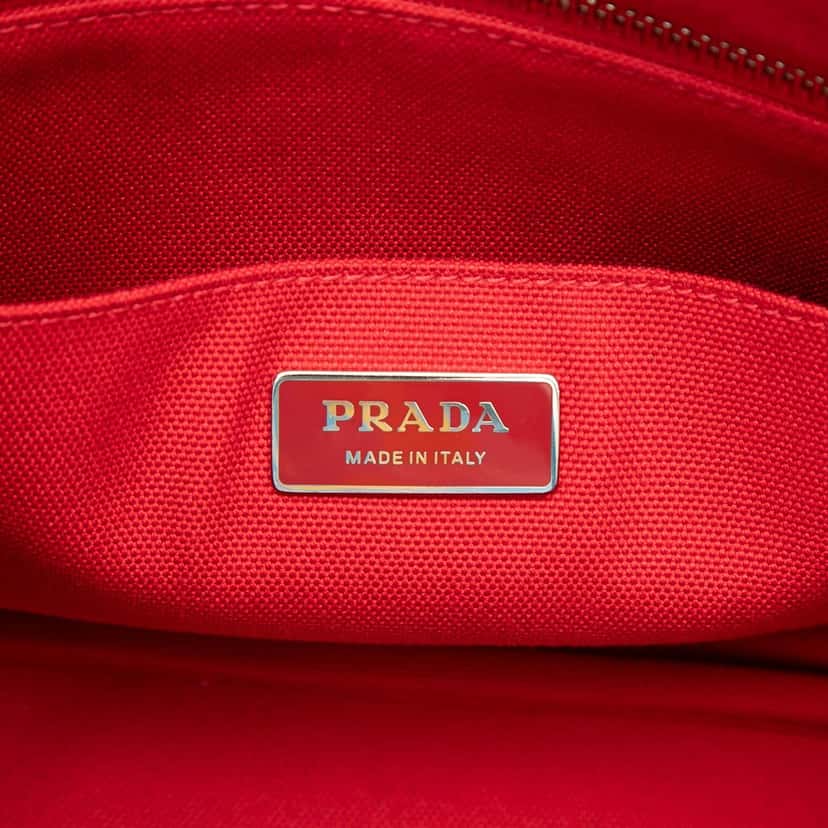 Prada Small Canvas Canapa Nautical Patch Satchel Blue Very good condition - Box View