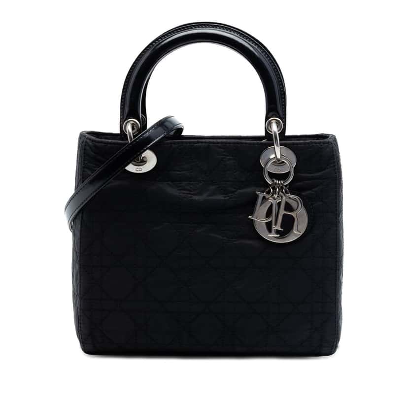 Dior Medium Nylon Cannage Lady Dior Black Very good condition - Front View