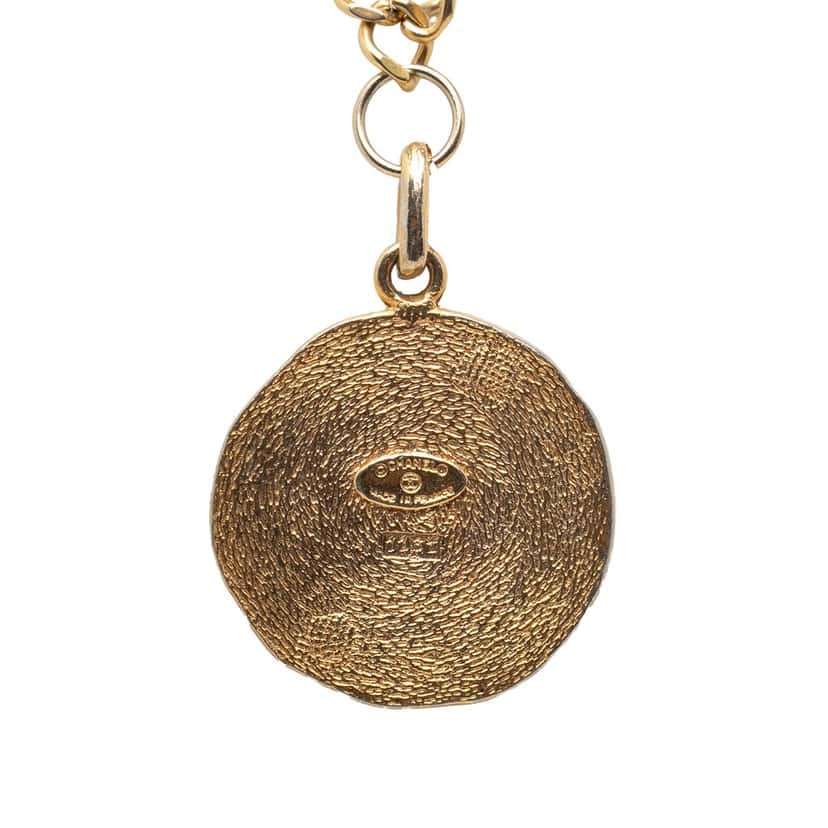 Chanel Gold Plated 31 Rue Cambon Medallion Pendant Necklace Gold Metal Very good condition - Back View